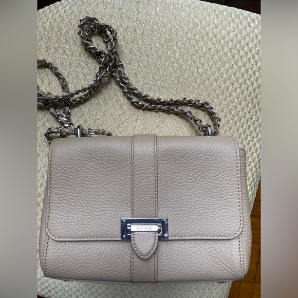 Aspinal of London Lottie Shoulder Bag in Soft Taupe Pebble - Picture 9 of 16